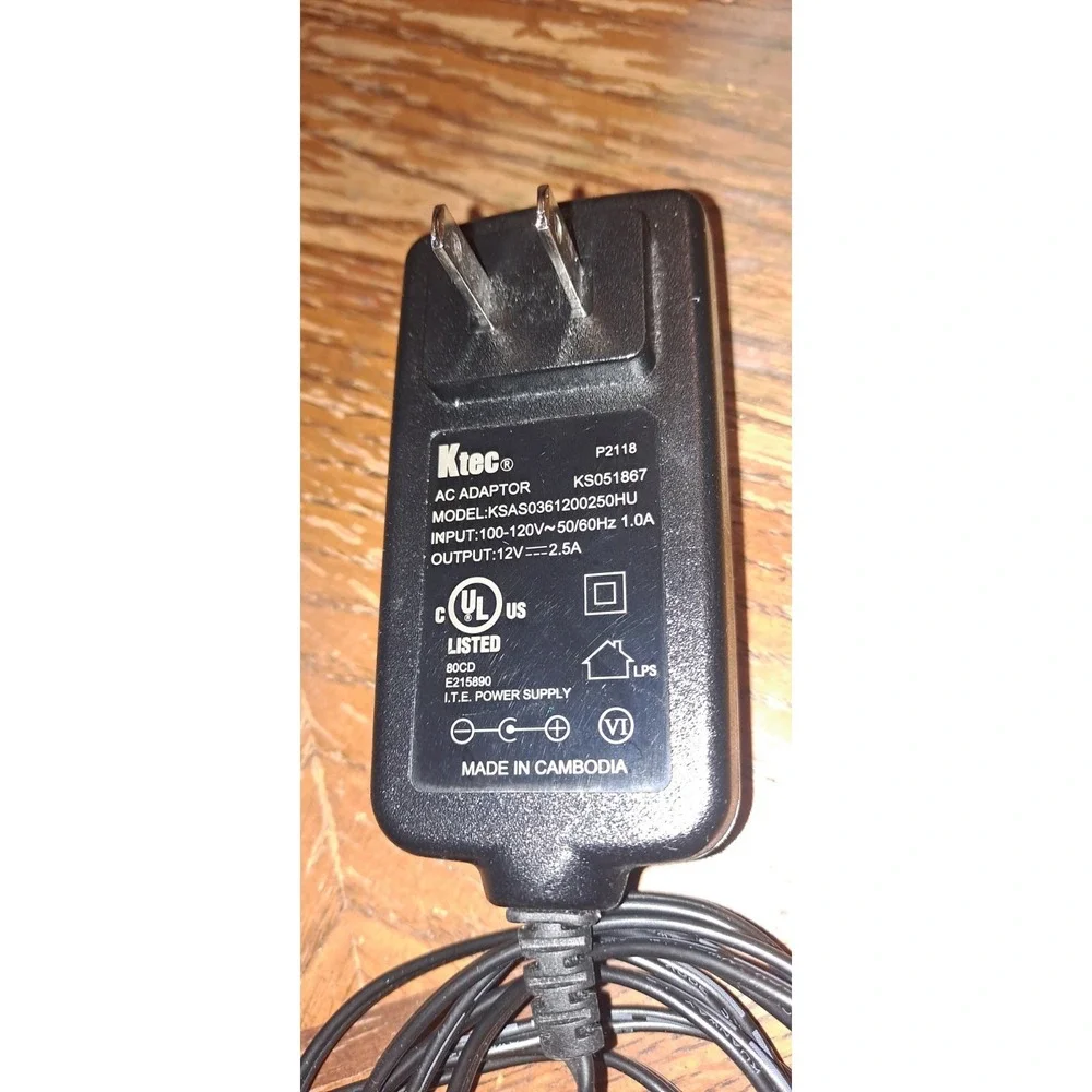 Original Ktec KSAS0361200250HU AC Wall Power Supply Adapter 12V 2.5A‎ OEM